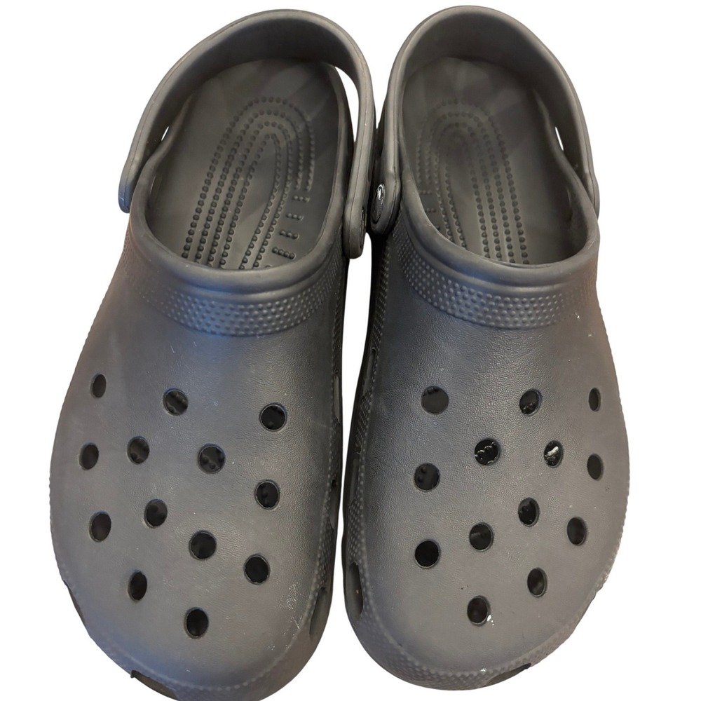 Crocs Classic Clog Mens 9 Womens 11 Black Charcoal Slip On Comfort Shoes